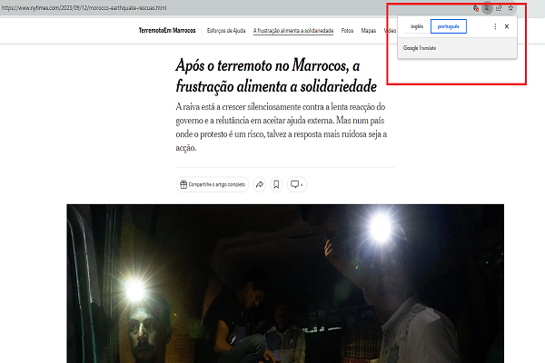 Chrome tradutor automatico